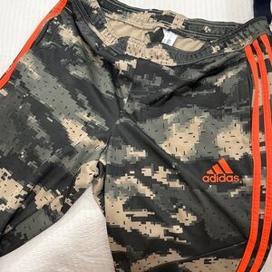 Adidas Digital Camo Pants with Bright Orange Accents